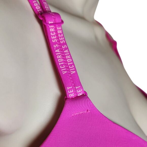 Victoria's Secret Bra Tshirt Lightly Lined Demi Front Close Racer Back Pink 34DD - Picture 6 of 11